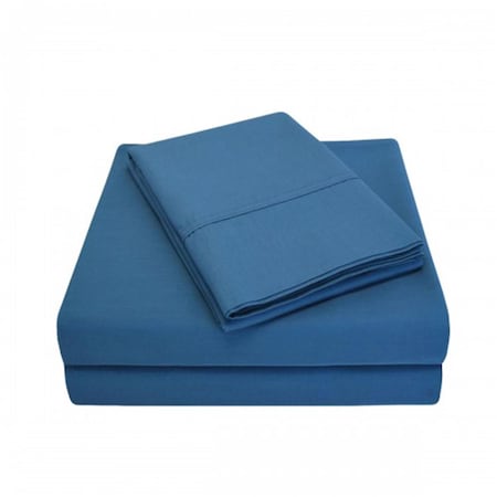 Luxor Treasures 300 Split King Sheet Set, Percale Solid Patterned - Navy Blue P300SKSH SLNB